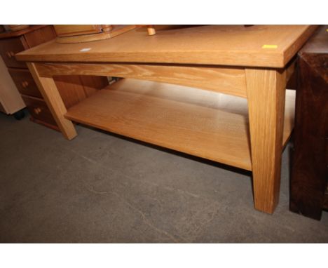 A light oak coffee table 