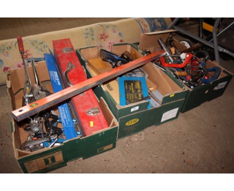 Three boxes of various hand tools 