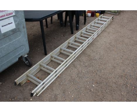 An aluminium extending ladder