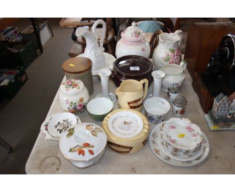 A quantity of china to include Royal Worcester egg coddlers; Royal Worcester dish and cover; Wedgwood pin dishes; Royal Doult