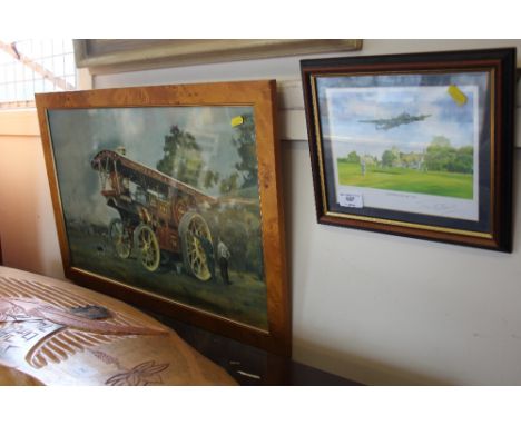 A framed print depicting a fair; together with one other pencil signed print