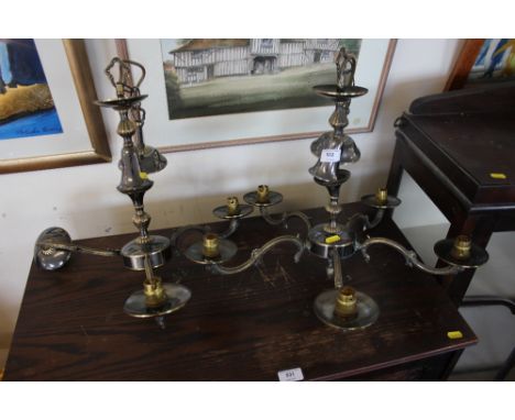Two brass light fittings