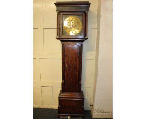 A George III oak longcase clock with twelve inch brass dial inscribed Thomas Birchall, Nantwich, with subsidiary seconds dial