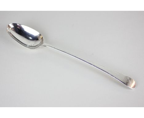 A George III silver Old English pattern basting spoon with chased border design, monogrammed, marks worn, 3.5oz