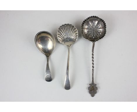 An Edward VII silver sifter spoon, maker William Aitken, Birmingham, 1903, a Britannia silver sifter spoon, Levi & Salaman, B