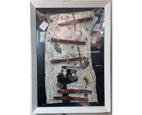 (Contemporary) "Mors Ultima", a large scale mixed media collage, 112 x 79 cm