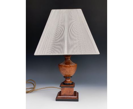 A contemporary turned and part ebonised baluster table lamp, 32 cm excluding shade.