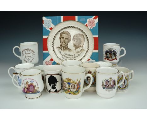 A large quantity of Royal commemorative ware, including mugs, three saucers and a Charles and Diana plate
