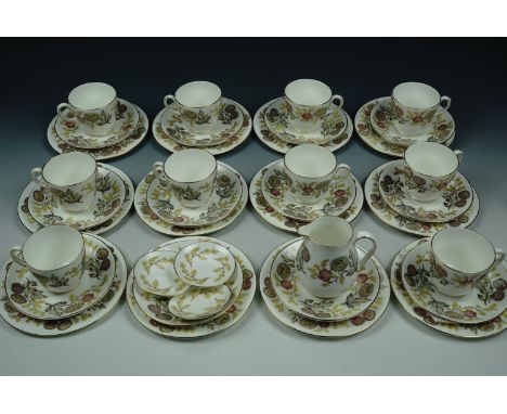 A Wedgwood "Litchfield" pattern tea set, together with Royal Doulton "Sherbrooke" pattern coffee cans and four saucers, free 