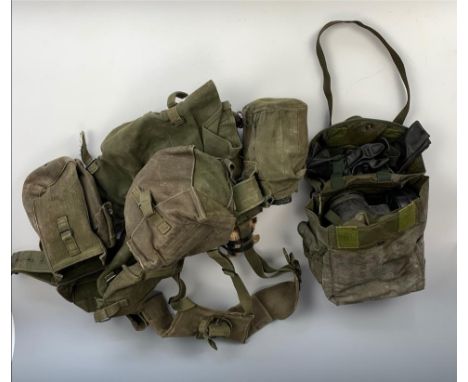 A set of British Army 1958 pattern webbing equipment, gas mask etc
