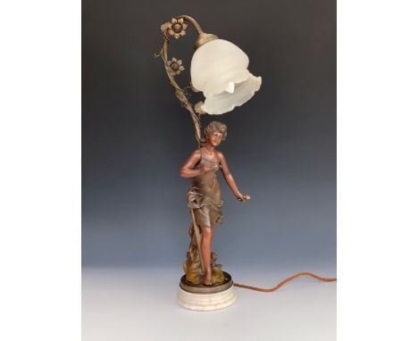 A Belle Epoque style figural table lamp, 60 cm