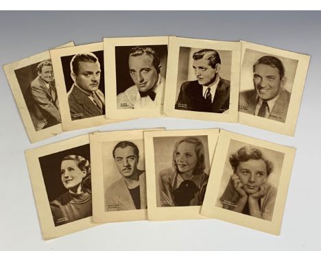 A group of movie star promotional portrait photographic prints, including Clark Gable, Marlene Dietrich, Spencer Tracey and B