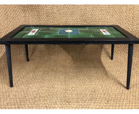 A tile-topped coffee table, 86 cm x 38 cm x 38 cm