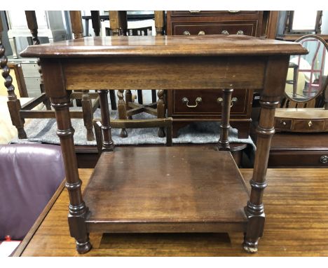 An early 19th Century influenced mahogany lamp / drinks table, 48 cm x 40 cm x 46 cm high