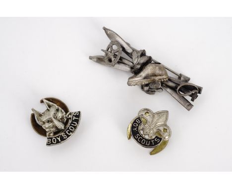 Vintage Boy Scout lapel badges together with an Alpine brooch