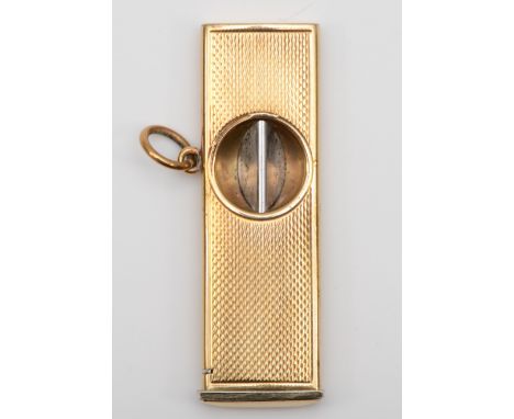 A 9ct gold cigar piercer, Birmingham 1987, with engine turned decoration, 53mm, case 8.6gm