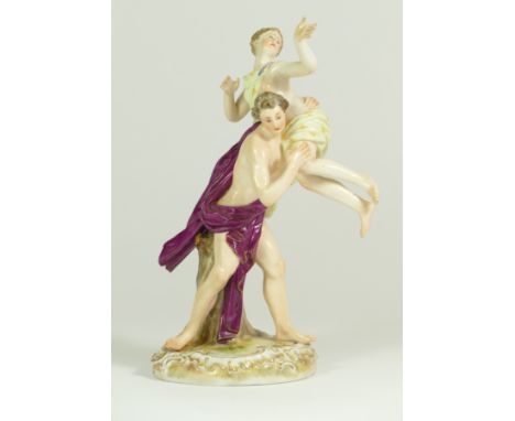 A Meissen porcelain figurine, circa. 1750, 'Rape of Sabine', blue crossed swords mark and model no. 1919 to the underside. H1