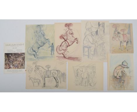 Attributed to Dame Laura Knight RA, RWA, RE, PSWA, DBE (1877-1970), Doey, circus donkey, pencil and watercolour, signed and i