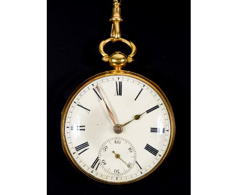 Ann Walker, a William IV 18ct gold fusee pocket watch, Birmingham 1830, white enamel dial with Roman numerals and subsidiary 
