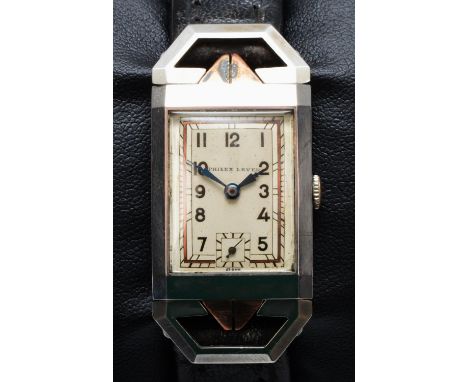 An Art Deco stainless steel manual wind gentleman's wristwatch, the silvered dial signed Philex Lever, with Arabic numerals a