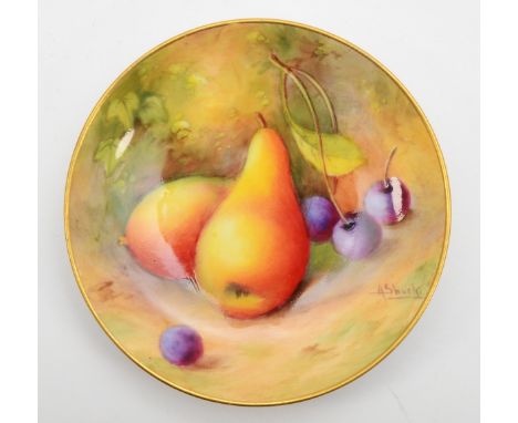 A Royal Worcester pin dish, Painted Fruits, signed by artist, A.Shuck, 9cmIn good condition - showing no issues.