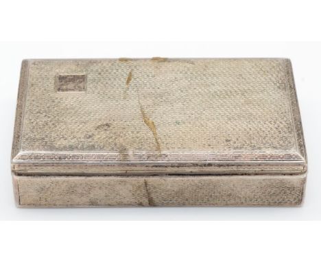 A silver table box, Birmingham1932, with engine turned decoration, gilt interior, vacant cartouche, 8 x 4.5 x 1.5cm, 79gm 