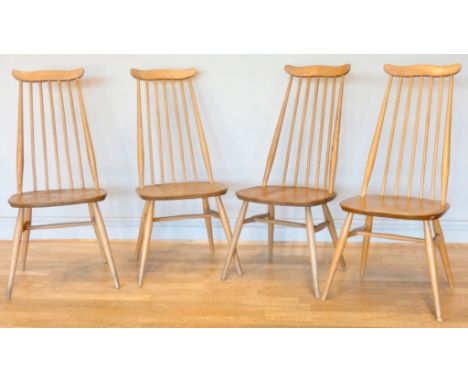 Ercol, a set of four beech and elm model 369 Goldsmith Windsor dining chairs, c.1960's, (4)&nbsp;Seat height 42cm, depth 41cm