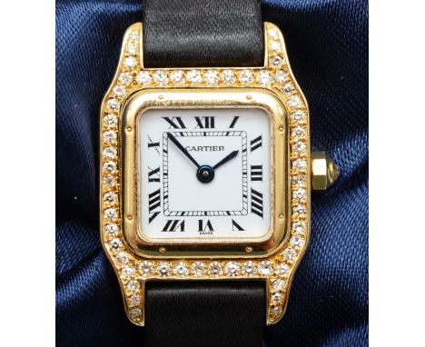 Cartier Panthere, a ladies 18k gold and diamond quartz wristwatch, ref 1280, with white enamel dial, case numbered 660250125,