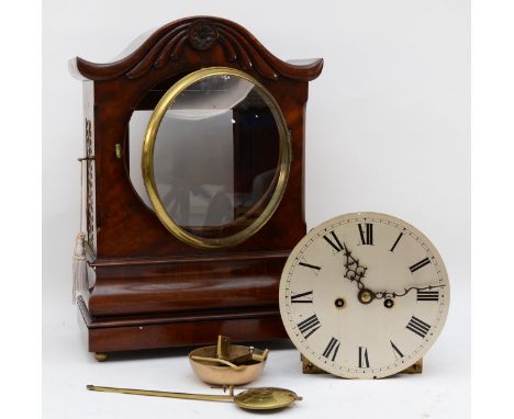 A William IV mahogany twin fusee bracket clock, the 8" silvered dial with Roman numerals, the unsigned movement striking on a