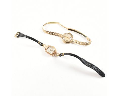 An early 20th century 9ct gold Art Deco Accurist ladies dress wristwatch, engine turned dial with Arabic numbers and set to a