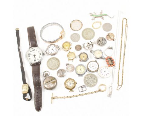 A collection of watches and&nbsp; jewellery and coins. The collection to include vintage rolled gold watches. An af coral Geo