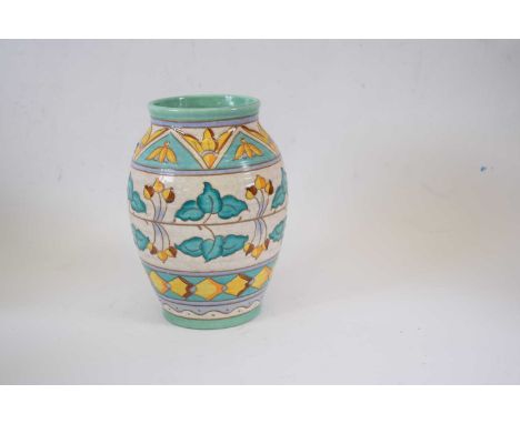 An Art Deco Bursley ware vase with a design by Charlotte Rhead artist's signature to base20cmGood condition