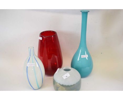 Group of four Art Glass vases, various designs (4), tallest 46cm high