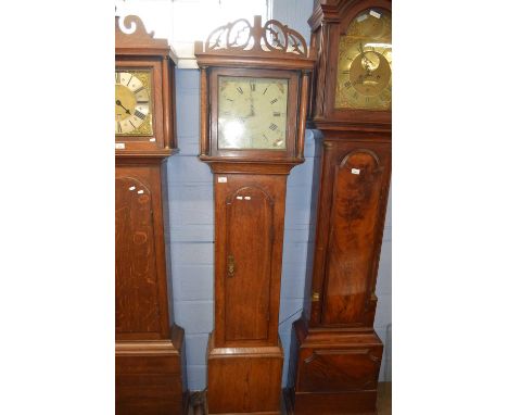 William Dowsing Halesworth, 30-hour longcase clock set in oak case with a pierced pediment over a hood with pillared side sup