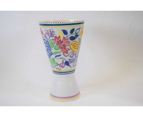 Poole Pottery vase with typical polychrome decoration of flowers, Poole dolphin mark to base, 26cm high