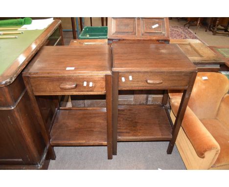 Pair of early 20th century mahogany single drawer bedside or lamp table, 44cm wide