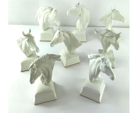 A group of eight Royal Worcester horses heads, all named - Phelgon, Lampon, Astrope, Chronos, Aethon, Bronte and two Eous