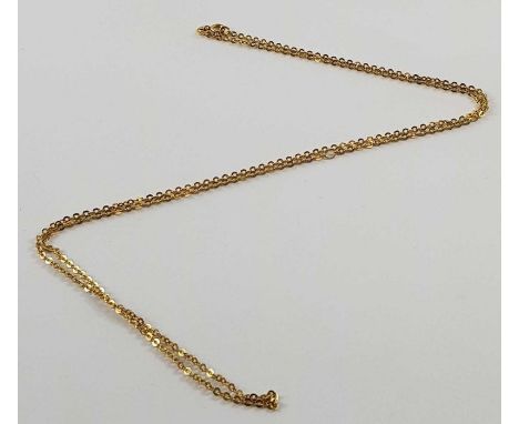 A flat oval link chain, marked '750', 77cm long, 7.4g gross