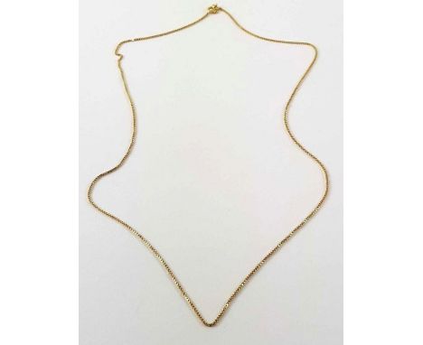 A fine box link chain, marked '750', 60cm long, 4.79g gross