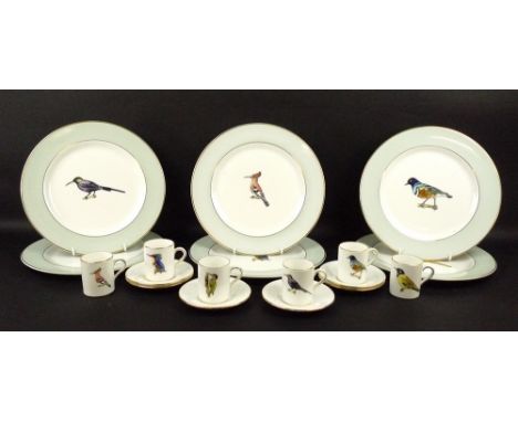 A set of six Rowland Ward avian decorated dinner plates, comprising Superb Starling, African Hoopoe, Malachite Kingfisher, Fi