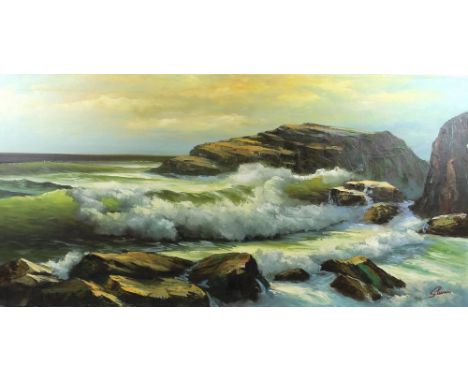 Stevens: a seascape, oil on canvas, 1960's, signed lower right, 61 by 122cm.