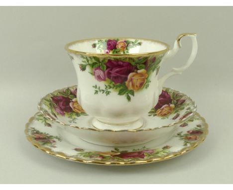 A Royal Albert part tea set decorated in the Old Country Roses, comprising six tea cups and saucers, seven tea plates, servin