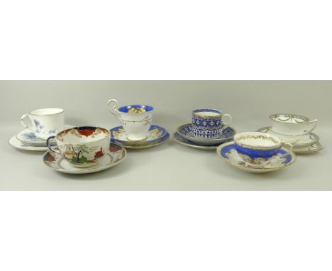 A collection of trios comprising Royal Worcester, Aynsley, and two further, and two tea cups and saucers. (16)
