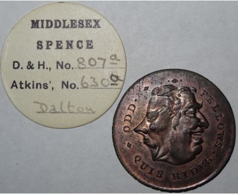 Thomas Spence, Halfpenny token, Odd fellows / Lion dismayed, edge PAYABLE IN LONDON and engrailed, 9.3gm, Dalton & Hamer Midd