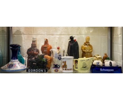 A Wade British Navy Pursers Rum decanter, various other decanters, jugs, ashtrays, etc. (qty)