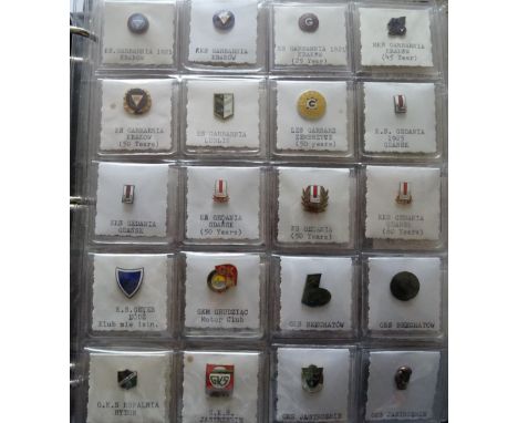 Polish Sporting enamel badges early 20th century - 1980's, each one individually labelled and neatly stored in envelopes on p