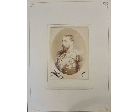 Edward VII, signed studio photograph, Victorian Photograph Album (faults), unusual heavy carved wooden cover with a double he