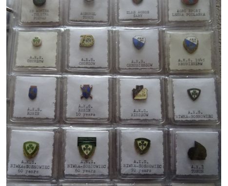 Polish Sporting enamel badges early 20th century - 1980's, each one individually labelled and neatly stored in envelopes on p