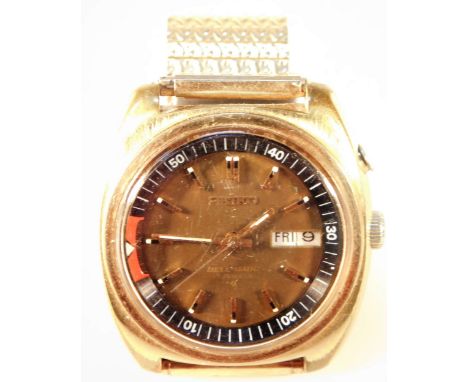 A Seiko Bello-Matic 17 jewel gentleman's wristwatch, with 3cm Dia. dial, fixed Arabic and dot bezel and brown back plate with