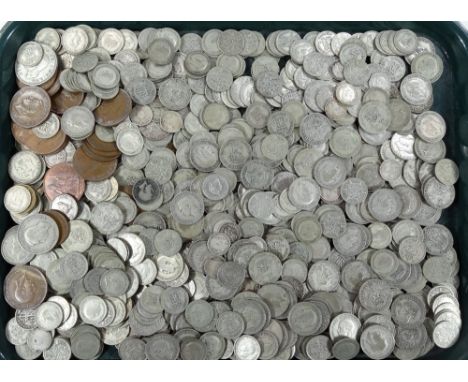 Various coins, GB pre-decimal used, threepenny bits, various other George V sixpence, 1946, various other silver, etc.  (a qu